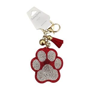 Glamorous Red and Silver Paw Keychain